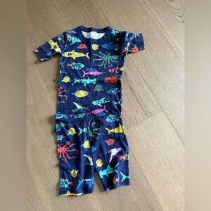 Hanna Andersson Organic Cotton Pajama Set Ocean Sea Life Print Navy Kids 6-7